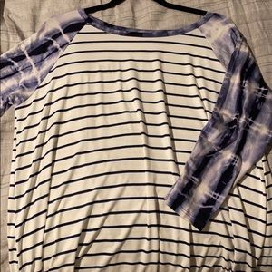 Legging material tie dye 3/4 length tee